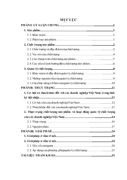 Đề tài Thực trạng chất lượng sản phẩm và hoạt động quản lý chất lượng của các doanh nghiệp Việt Nam