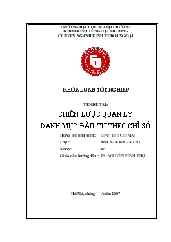 Khóa luận Chiến lược quản lý danh mục đầu tư theo chỉ số