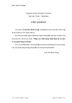 Khóa luận Nâng cao chất lượng thẩm định dự án đầu tư tại ngân hàng SeAbank