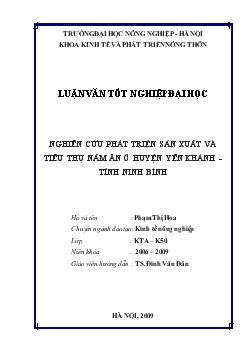 Luận văn Nghiên cứu phát triển sản xuất và tiêu thụ nấm ăn ở huyện Yên Khánh – tỉnh Ninh Bình