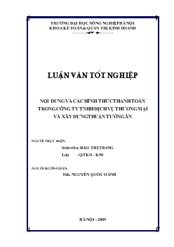 Luận văn Nội dung và các hình thức thanh toán trong công ty TNHH dịch vụ thương mại và xây dựng thuận Tường Ân