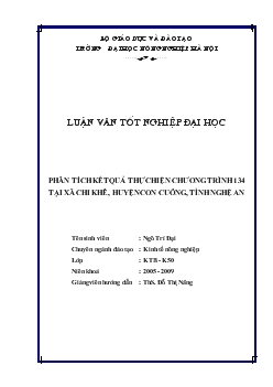 Luận văn Phân tích kết quả thực hiện Chương trình 134 tại xã Chi Khê, huyện Con Cuông, tỉnh Nghệ An