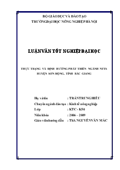 Luận văn Thực trạng và định hướng phát triển ngành nuôi trồng thủy sản huyện Sơn Động tỉnh Bắc Giang