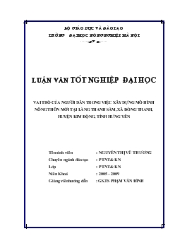 Luận văn Vai trò của người dân trong việc tham gia xây dựng mô hình nông thôn mới tại làng Thanh Sầm xã Đồng Thanh huyện Kim Động tỉnh Hưng Yên