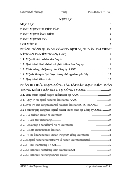 Chuyên đề Công tác lập kế hoạch kiểm toán trong kiểm toán báo cáo tài chính tại Công ty Dịch vụ Tư vấn tài chính Kế toán và Kiểm toán AASC
