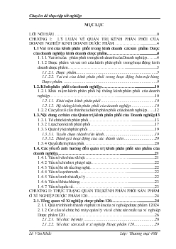 Chuyên đề Hoàn thiện quản trị kênh phân phối dược phẩm trong nước tại xí nghiệp dược phẩm 120