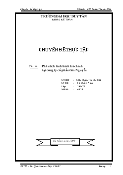 Chuyên đề Phân tích tình hình tài chính tại công ty cổ phần Gia Nguyễn
