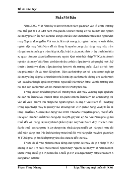 Đề án Phương hướng và giải pháp thúc đẩy xuất khẩu hàng dệt may trong điều kiện đã là thành viên chính thức của WTO