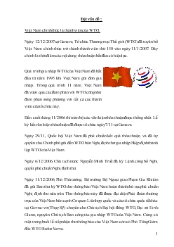Đề tài Tình hình Kinh tế Việt Nam sau 1 năm gia nhập WTO
