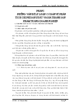 Khóa luận Phân tích chi phí sản xuất và tính giá thành sản phẩm tại Công ty cổ phần Núi Béo