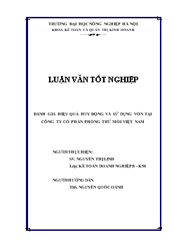 Luận văn Đánh giá hiệu quả huy động và sử dụng vốn tại công ty cổ phần phòng trừ mối Việt Nam