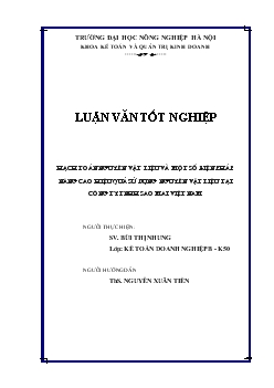 Luận văn Hạch toán nguyên vật liệu và một số biện pháp nâng cao hiệu quả sử dụng nguyên vật liệu tại công ty TNHH Sao Mai Việt Nam