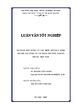 Luận văn Kế toán bán hàng và xác định kết quả kinh doanh tại công ty cổ phần thương mại kỹ thuật Việt Nam