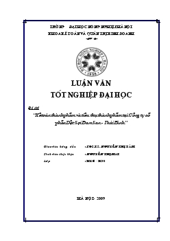 Luận văn Kế toán thành phẩm và tiêu thụ thành phẩm tại Công ty cổ phần Dệt Sợi Đam San - Thái Bình