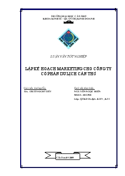 Luận văn Lập kế hoạch marketing cho công ty cổ phần du lịch Cần Thơ