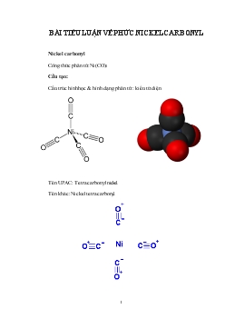 Tiểu luận Bài về phức Nickel Carbonyl