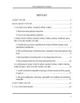 Tiểu luận Chính sách phát triển nông nghiệp nông thôn Việt Nam trong thời kì quá độ lên chủ nghĩa xã hội