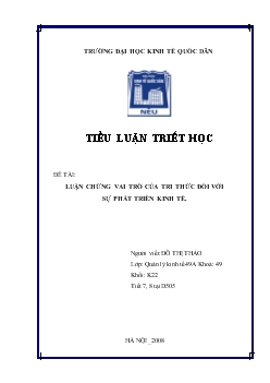 Tiểu luận Luận chứng vai trò của tri thức đối với sự phát triển kinh tế
