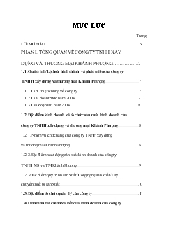 Báo cáo Công tác hạch toán kế toán tại Công ty TNHH Xây dựng và thương mại Khánh Phượng