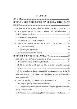 Báo cáo Hoạt động của Vụ Đầu tư