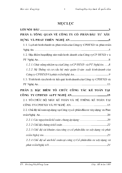 Báo cáo Kế toán chi phí giá thành và xác định kết quả kinh doanh Công ty cổ phần đầu tư xây dựng và phát triển Nghệ An