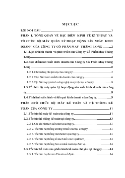 Báo cáo Kế toán tại Công ty Cổ Phần May thăng Long