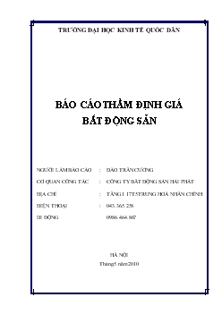 Báo cáo Thẩm định giá bất động sản - Giá trị của căn nhà số 19 đường Quang Trung Hà Đông