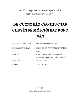 Báo cáo Thực tập chuyên đề môi giới bất động sản