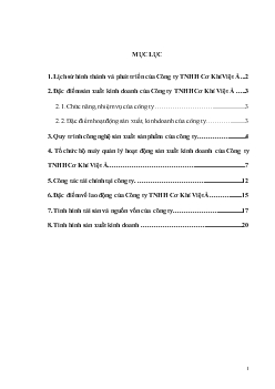 Báo cáo Tổng quan về công ty TNHH cơ khí Việt Á