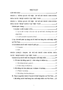 Chuyên đề Áp mã số thuế cho hàng hóa xuất nhập khẩu ở Việt Nam thực trạng và giải pháp