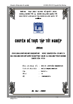 Chuyên đề Giải pháp mở rộng thị trường xuất khẩu của công ty Hà Thành trong điều kiện Việt Nam là thành viên chính thức của WTO