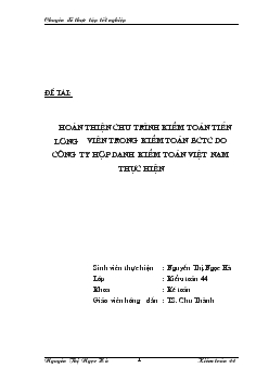 Chuyên đề Hoàn thiện chu trình kiểm toán tiền lương viên trong kiểm toán báo cáo tài chính do công ty hợp danh kiểm toán Việt Nam thực hiện