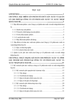 Chuyên đề Hoàn thiện kế toán chi phí sản xuất và tính giá thành sản phẩm tại Công ty cổ phần sản xuất và xuất nhập khẩu bao bì