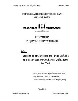 Chuyên đề Hoàn thiện kế toán doanh thu, chi phí, kết quả kinh doanh tại Công ty Cổ Phần Quốc Tế Ngôi Sao Xanh