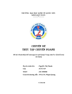 Chuyên đề Hoàn thiện Kế toán nguyên vật liệu tại Trung tâm Tư vấn kiến trúc xây dựng