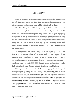 Chuyên đề Một số giải pháp cải thiện hệ thống quản trị chất lượng dịch vụ tư vấn ở Công ty cổ phần Tư vấn xây dựng Vĩnh Phúc