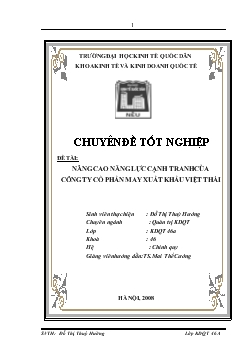 Chuyên đề Nâng cao năng lực cạnh tranh của công ty cổ phẩn may xuất khẩu Việt Thái
