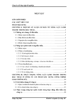 Chuyên đề Nâng cao năng lực cạnh tranh trong đấu thầu của công ty Cổ Phần Xây Dựng Công Trình Giao Thông 872