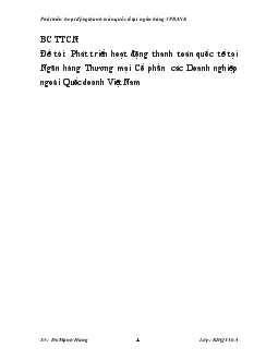 Chuyên đề Phát triển hoạt động thanh toán quốc tế tại Ngân hàng Thương mại Cổ phần các Doanh nghiệp ngoài Quốc doanh Việt Nam