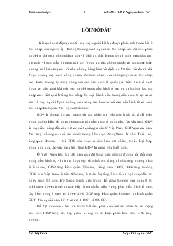 Đề án Phương pháp hồi quy ứng dụng trong phân tích các nhân tố tác động đến Tổng sản phẩm trong nước của Việt Nam thời kỳ 1995- 2006