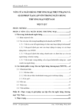 Đề án Vốn của ngân hàng thương mại, thực trạng và giải pháp tạo lập vốn trong ngân hàng thương mại Việt Nam