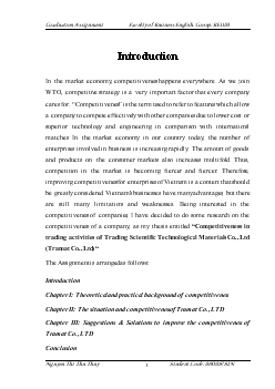 Đề tài Competitiveness in trading activities of Trading Scientific Technological Materials Co.,Ltd (Tramat Co.,Ltd)