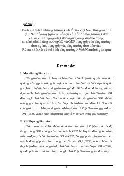 Tiểu luận Đánh giá tình hình tăng trưởng kinh tế của Việt Nam thời gian qua (từ 1991 đến nay)
