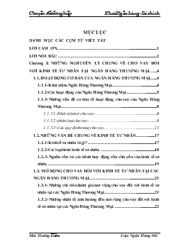 Chuyên đề Giải pháp mở rộng cho vay đối với kinh tế tư nhân tại chi nhánh ngân hàng công thương tỉnh Thanh Hóa