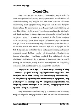 Chuyên đề Giải pháp nâng cao hiệu quả sử dụng tài sản cố định tại công ty TNHH thương mại và Vận Tải Minh Thành