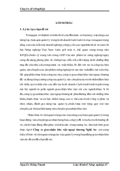 Chuyên đề Một số giải pháp nâng cao hiệu quả quản lý trong hoạt động vận chuyển hàng nông,lâm,thuỷ sản ở Công ty Giao nhận kho vận ngoại thương Nghệ An