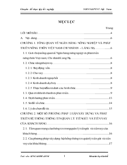 Chuyên đề Xây dựng và phát triển hệ thông thông tin quản lý tiền gửi và tiền vay của khách hàng tại Ngân hàng Nông nghiệp và Phát triển Nông thôn – Chi nhánh Láng Hạ