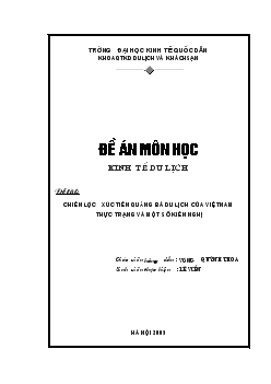 Đề án Chiến lược xúc tiến quảng bá du lịch của Việt Nam thực trạng và một số kiến nghị