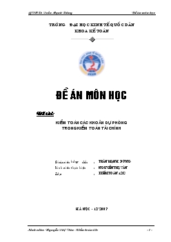 Đề án Kiểm toán các khoản dự phòng trong kiểm toán tài chính