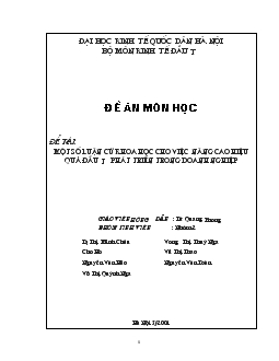 Đề án Một số luận cứ khoa học cho việc nâng cao hiệu quả đầu tư phát triển trong doanh nghiệp